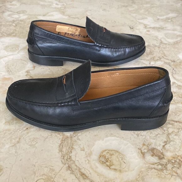 GEOX Respira Black Leather Classic Penny Loafers - Picture 7 of 12
